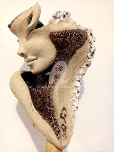 Sculpture titled "ONDINE face 2" by Christine Dupont, Original Artwork, Clay