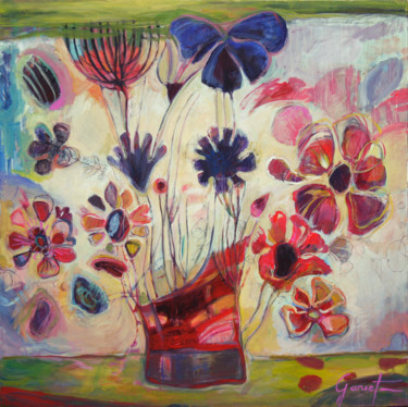 Peinture intitulée "Un bouquet de campa…" par Christine Garuet, Œuvre d'art originale, Acrylique Monté sur Châssis en bois