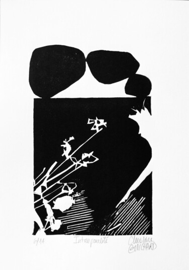 Gravures & estampes intitulée "Intemporalité, au c…" par Christine Guichard, Œuvre d'art originale, Xylographie