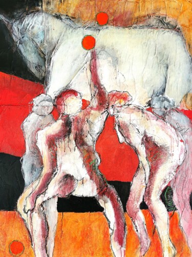 Schilderij getiteld "Au cirque" door Christine Heim, Origineel Kunstwerk, Acryl