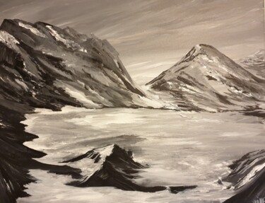 Painting titled "Glacier Noir et bla…" by Christine Lavialle, Original Artwork, Acrylic
