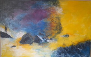 Peinture intitulée "hommage à Zao Wou Ki" par Christine Leger, Œuvre d'art originale, Acrylique