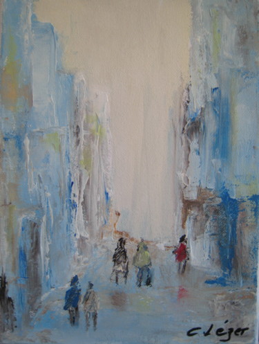 Painting titled "PLUIE SUR LA VILLE" by Christine Leger, Original Artwork, Acrylic