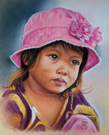 Painting titled "Tiane #ArtistSuppor…" by Christine Mergnat, Original Artwork, Pastel