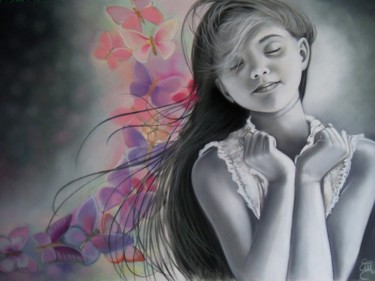 Картина под названием ""amoureuse" (1ère v…" - Christine Mergnat, Подлинное произведение искусства, Пастель
