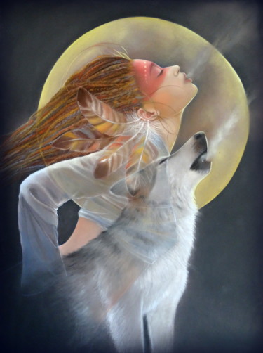 Картина под названием ""wild spirit"" - Christine Mergnat, Подлинное произведение искусства, Пастель