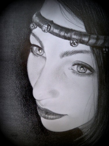 Drawing titled ""Emilie"" by Christine Mergnat, Original Artwork, Graphite