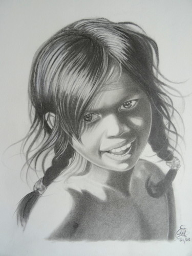 Drawing titled ""Juliette"" by Christine Mergnat, Original Artwork, Pencil