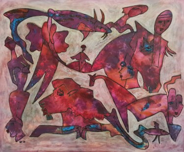 Painting titled "Purple dawn" by Christine Schirrmacher, Original Artwork, Acrylic