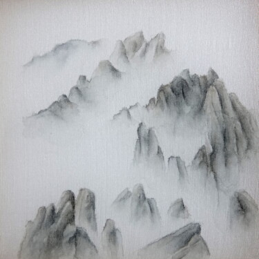 Painting titled "Monts du Rocher 02" by Christine Serain (Suting Su Ting), Original Artwork, Watercolor