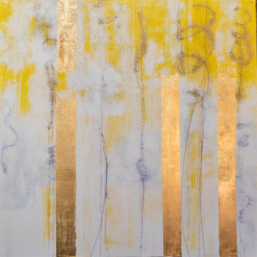 Painting titled "Carré d'Or" by Christine Vannier, Original Artwork, Pigments Mounted on Wood Stretcher frame