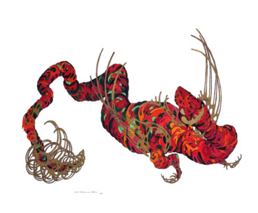 제목이 "Dragon"인 그림 Christine Zeytounian-Belous로, 원작, 마커