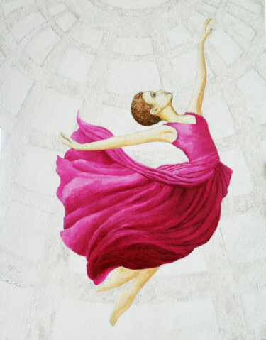 Картина под названием "L'envol" - Christine Guenand, Подлинное произведение искусства, Акрил Установлен на Деревянная рама д…