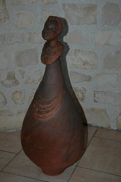 Sculpture intitulée "prince africain" par Christine Lambert, Œuvre d'art originale, Terre cuite