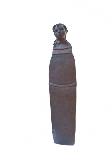 Sculpture intitulée "Petite fille" par Christine Lambert, Œuvre d'art originale, Terre cuite