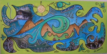 Painting titled "La grande vague" by Christine Sempé, Original Artwork