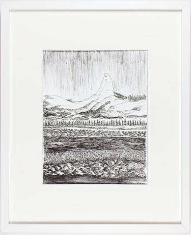 Drawing titled "Black mountain 2/6" by Christophe Carton, Original Artwork, Ink