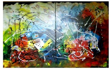 Painting titled "VOIX CELESTES" by Christophe Bertrand (CEBO), Original Artwork, Oil