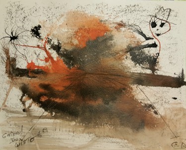 Peinture intitulée "Le gâteau du cuistot" par Christophe Dupuy, Œuvre d'art originale, Encre