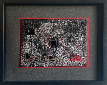 Collages intitolato "Dark slides - NetSky" da Christophe Gandolphe, Opera d'arte originale, Acrilico Montato su Pannello di…