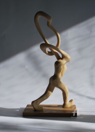 Sculptuur getiteld "homme et femme en m…" door Christophe Lm, Origineel Kunstwerk, Hout