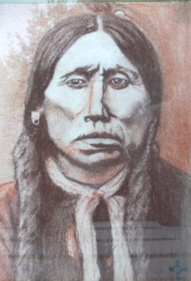 Dessin intitulée "portrait d'indien…" par Christophe Schaefer, Œuvre d'art originale, Crayon