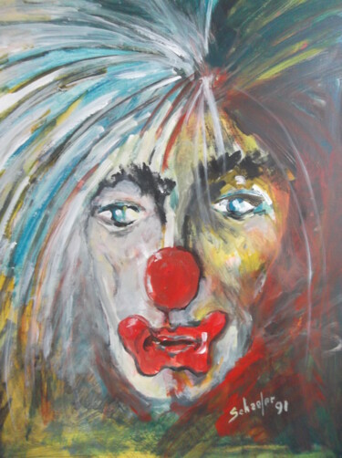 Peinture intitulée "le clown punk" par Christophe Schaefer, Œuvre d'art originale, Acrylique