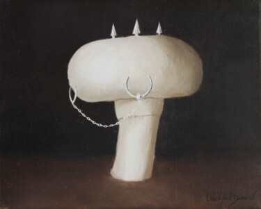 Malerei mit dem Titel "champignon punk" von Christophe Stephan Durand, Original-Kunstwerk, Öl Auf Keilrahmen aus Holz montie…