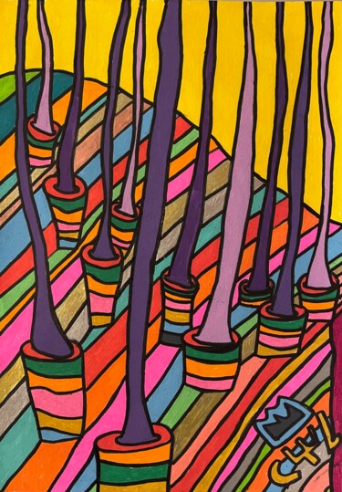 "Trunks on a veil ba…" başlıklı Resim Christophe Verger-Lecocq tarafından, Orijinal sanat, Işaretleyici