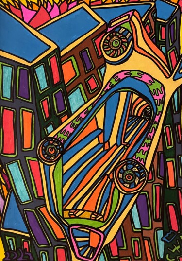 Drawing titled "Lines make a world" by Christophe Verger-Lecocq, Original Artwork, Marker