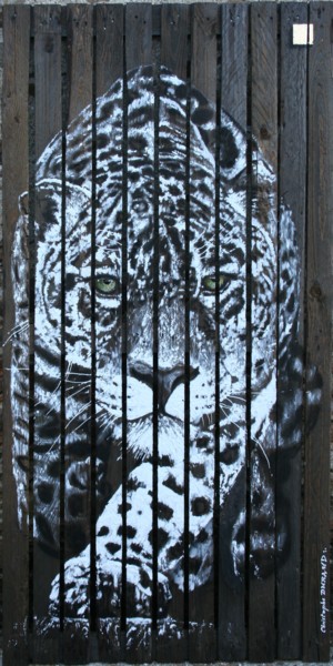 Schilderij getiteld "leopard-160-80.jpg" door Christophe Durand, Origineel Kunstwerk, Acryl