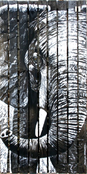 Malerei mit dem Titel "elephant-160-80.jpg" von Christophe Durand, Original-Kunstwerk, Acryl