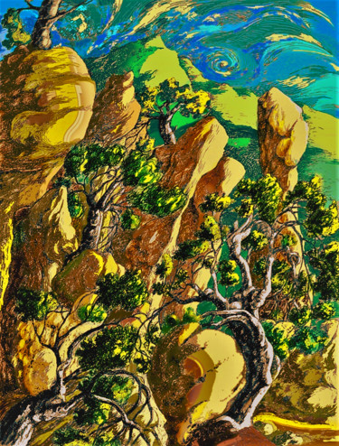 Arte digital titulada "La belle terre" por Christophe Gol, Obra de arte original, Pintura Digital