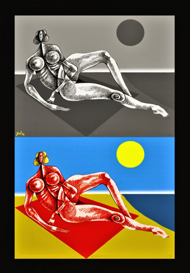 Digital Arts titled "La naturiste" by Christophe Gol, Original Artwork, Digital Painting