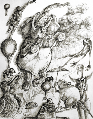 Disegno intitolato "Un rêve" da Christophe Gol, Opera d'arte originale, Inchiostro
