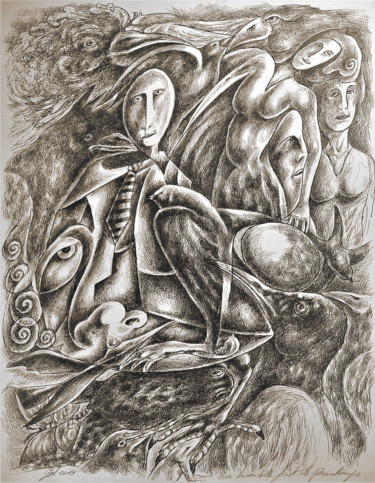 Disegno intitolato "Une hirondelle fait…" da Christophe Gol, Opera d'arte originale, Biro