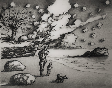 Dibujo titulada "Les grandes découve…" por Christophe Gol, Obra de arte original, Tinta