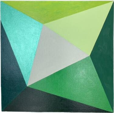 Peinture intitulée "Emerald Fragment, 2…" par Christopher Davis, Œuvre d'art originale, Acrylique Monté sur Panneau de bois