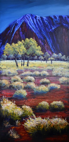 Painting titled "Uluru after the rain" by Christopher Vidal, Original Artwork, Acrylic