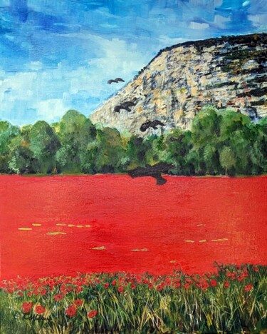 Peinture intitulée "Coquelicots" par Christopher Walker, Œuvre d'art originale, Huile Monté sur Châssis en bois