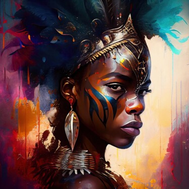 "Powerful African Wa…" başlıklı Dijital Sanat Chromatic Fusion Studio tarafından, Orijinal sanat, Petrol