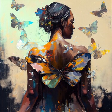 Digitale Kunst mit dem Titel "Powerful Butterfly…" von Chromatic Fusion Studio, Original-Kunstwerk, Öl
