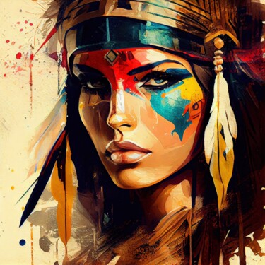 Artes digitais intitulada "Powerful Egyptian W…" por Chromatic Fusion Studio, Obras de arte originais, Óleo