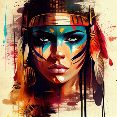 Arts numériques intitulée "Powerful Egyptian W…" par Chromatic Fusion Studio, Œuvre d'art originale, Aquarelle