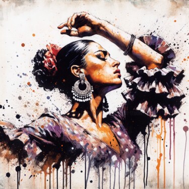 "Watercolor Flamenco…" başlıklı Dijital Sanat Chromatic Fusion Studio tarafından, Orijinal sanat, Suluboya