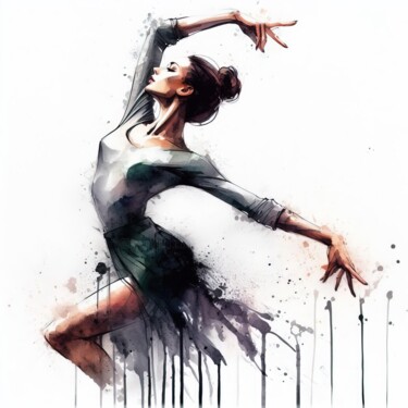 Digitale Kunst mit dem Titel "Watercolor Ballet D…" von Chromatic Fusion Studio, Original-Kunstwerk, Aquarell