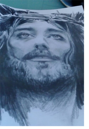 Painting titled "jesus" by Chrysis (Chrysostomos) Liatsos, Original Artwork, Pencil