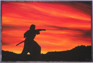 Peinture intitulée "Samourai" par Chrystel Mialet, Œuvre d'art originale, Huile