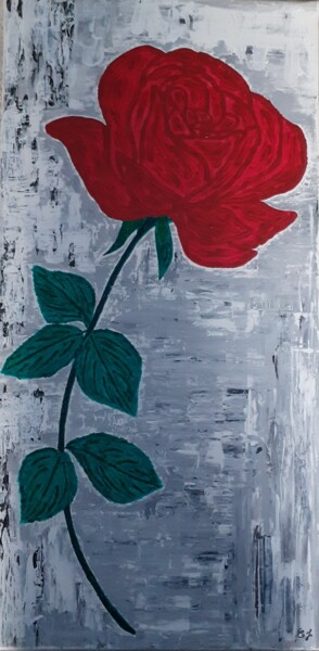 Pittura intitolato "La Rose Passion" da Chrystelle Jagoudel, Opera d'arte originale, Acrilico