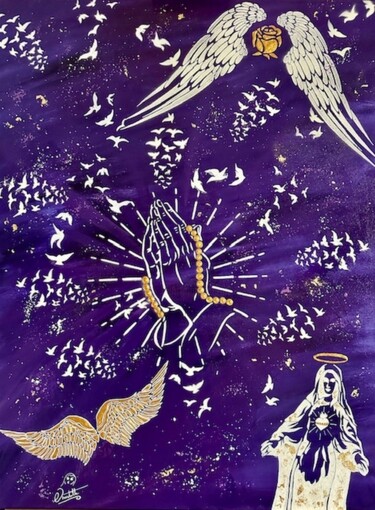 "Constellation spiri…" başlıklı Tablo Chrystellys tarafından, Orijinal sanat, Akrilik Ahşap Sedye çerçevesi üzerine monte ed…